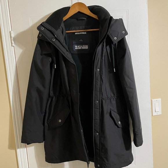 Abercrombie Black Winter Parka Jacket NWOT - Picture 1 of 9